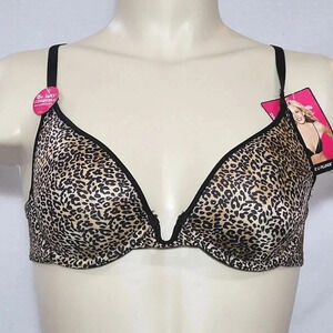 36D Lily Of France 2177200 Extreme U-Plunge UW Bra Animal‎ NWT